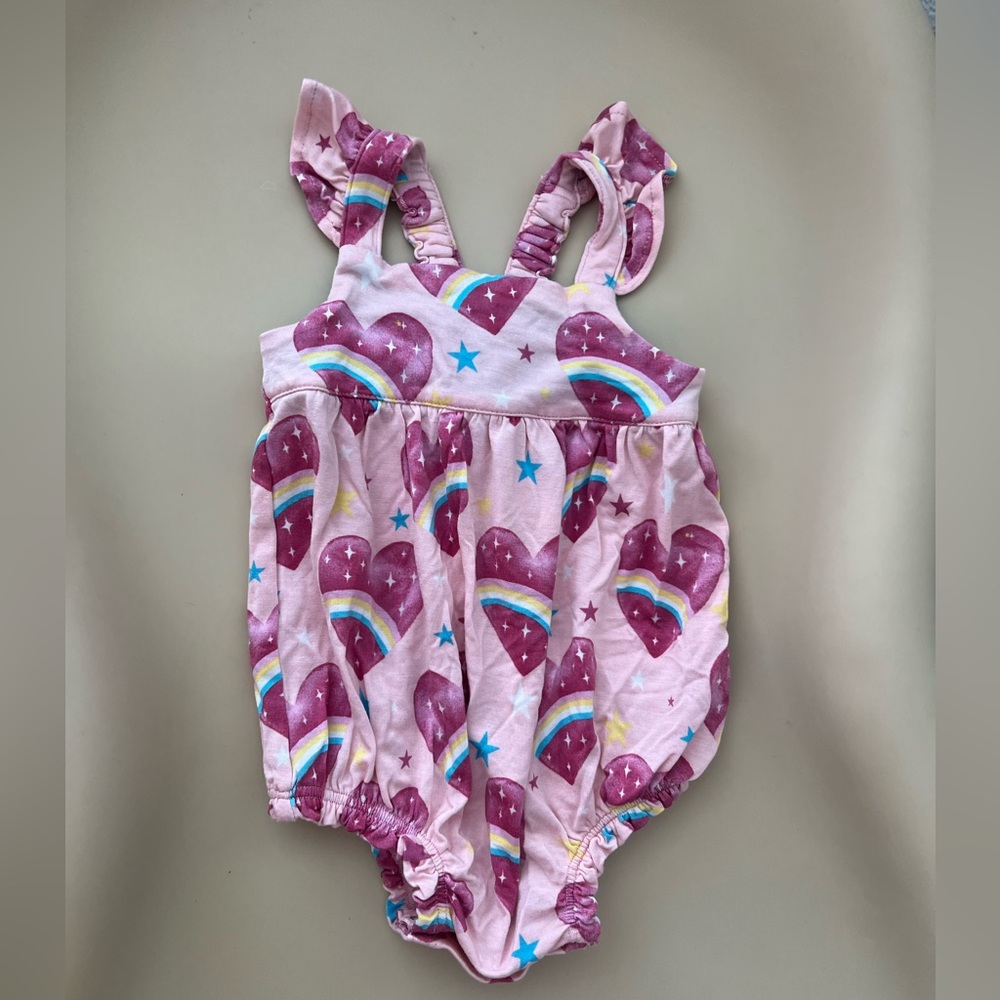 Posh Peanut Rainbow Heart Bubble Romper- 0-3month